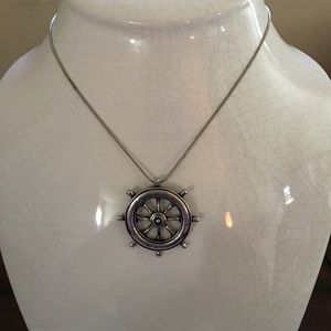 Ship steering wheel necklace